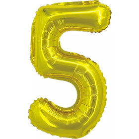 Шар мини-цифра 5, золотая