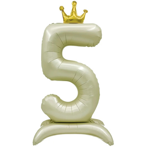 Шар-цифра 5 Золотая корона, черная, на подставке, 81 см
