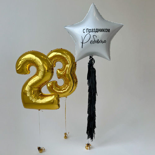 Композиция из шаров "Ребятам на 23 февраля"