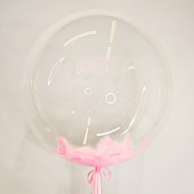 Шар BUBBLE с розовыми перьями