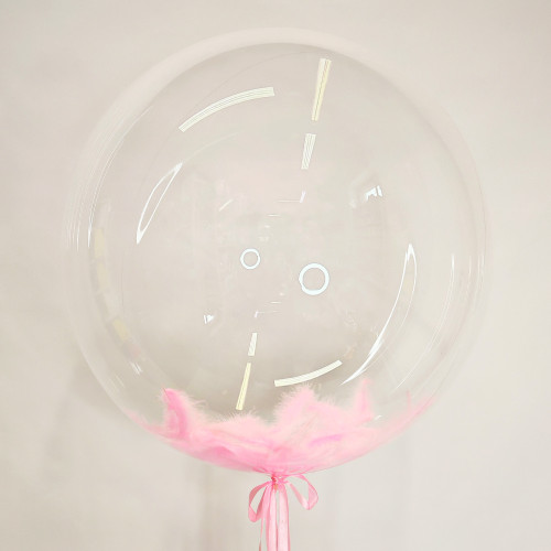Шар BUBBLE с розовыми перьями