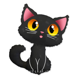 Шар фигура "Котенок", черный