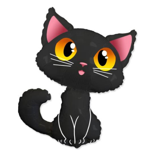 Шар фигура "Котенок", черный