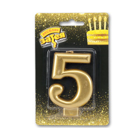 Свеча-цифра "5", золотая