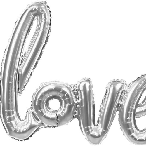 Ходячий шар "Буква, Надпись Love, Серебро"