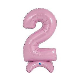 Шар-цифра 2 Пастель Pink (розовая) на подставке