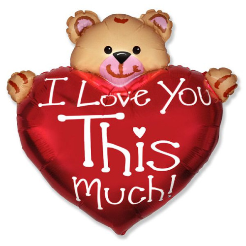 Шар фигура сердце с мишкой ILY