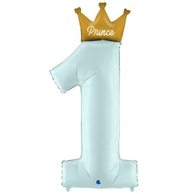 Шар цифра 1 "Prince", голубая