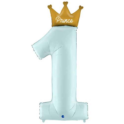 Шар цифра 1 "Prince", голубая