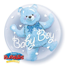 Шар BUBBLE "Мишка голубой"
