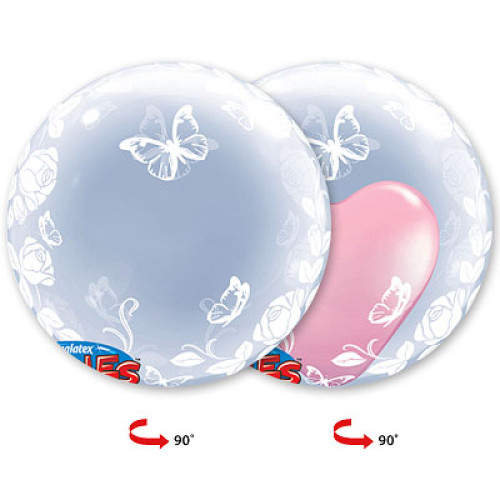 Шар BUBBLE "Розы изящные и бабочки"