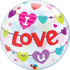 Шар BUBBLE "ILY. Сердца", гирлянда