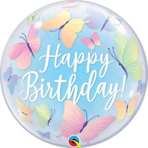 Шар BUBBLE "Бабочки. Happy Birthday"