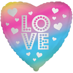 Шар сердце "Love", радужное