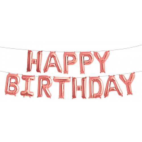 Набор шаров-букв "Happy Birthday" розовое золото (16", 41 см)