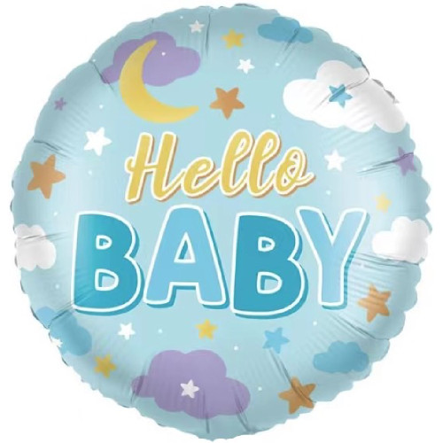 Шар круг "Hello baby", голубой