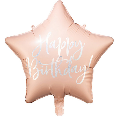 Шар звезда "Happy Birthday", пудра