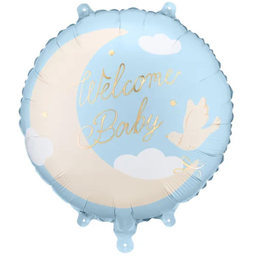Шар круг "WELCOME BABY Light Blue" ПД