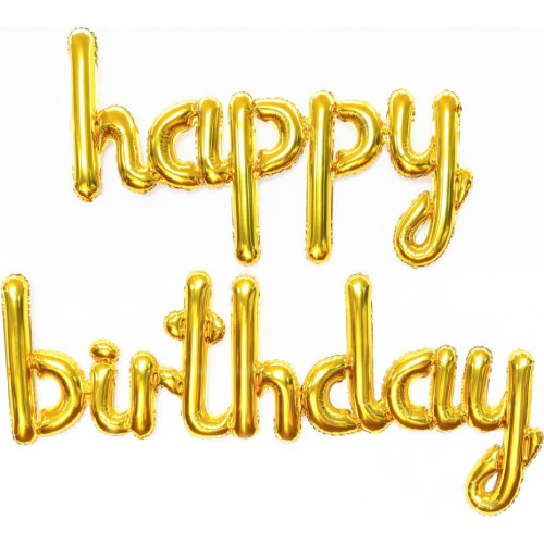 Буквы, Мини-Надпись "Happy Birthday", золото