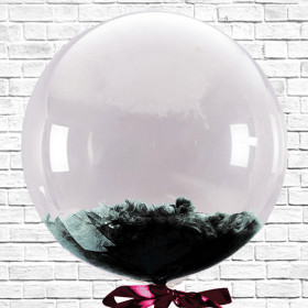 Шар BUBBLE с черными перьями