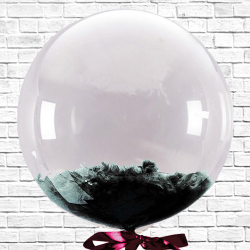 Шар BUBBLE с черными перьями