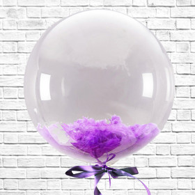 Шар BUBBLE с сиреневыми перьями