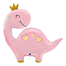 Шар фигура "Динозаврик принцесса", розовый