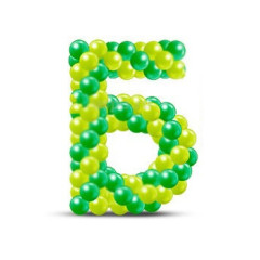 Плетеная буква Б из зеленых шаров