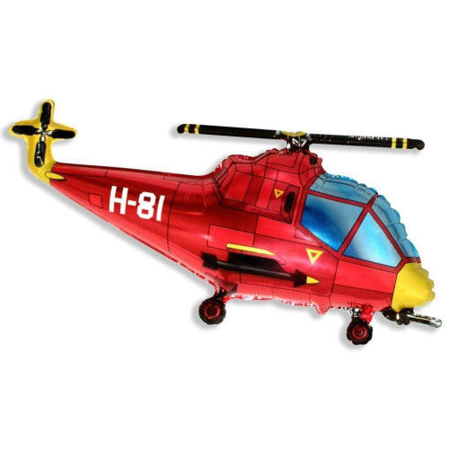 Шар фигура "Вертолет красный"