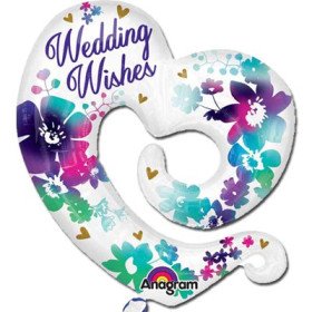 Шар сердце "Wedding wishes", цветы