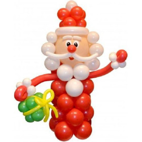 Плетеная фигура из шаров "Дед Мороз с подарком"