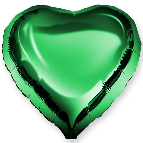 Шар Сердце зеленое 46 см, металлик