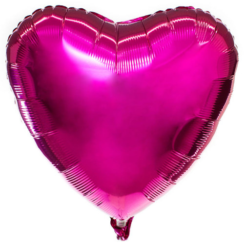 Шар Сердце фуксия (розовое) 46 см, металлик