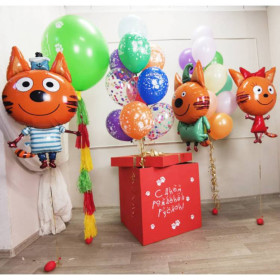 Коробка-сюрприз с шарами "Три Кота"