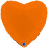 ﻿Шар Сердце оранжевое 48 см, cатин