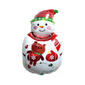 Шар фигура "Снеговик с плюшевым мишкой"
