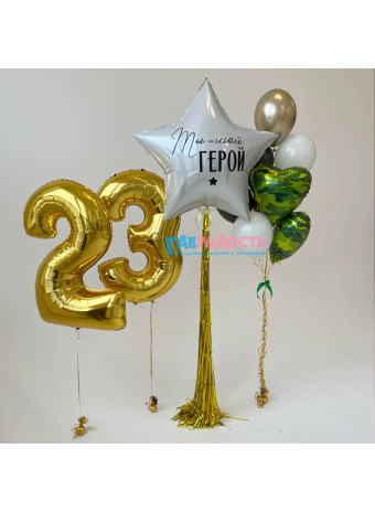 Идеи оформления шарами на 23 февраля