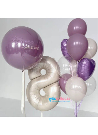 Оформление воздушными шарами на 8 Марта