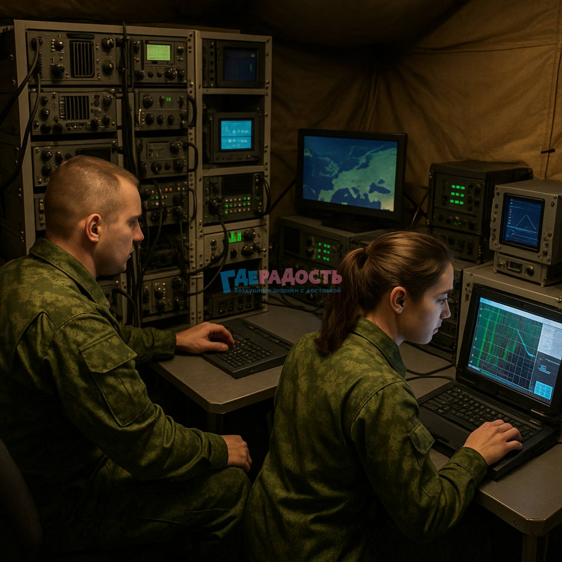 военные связисты в штабе