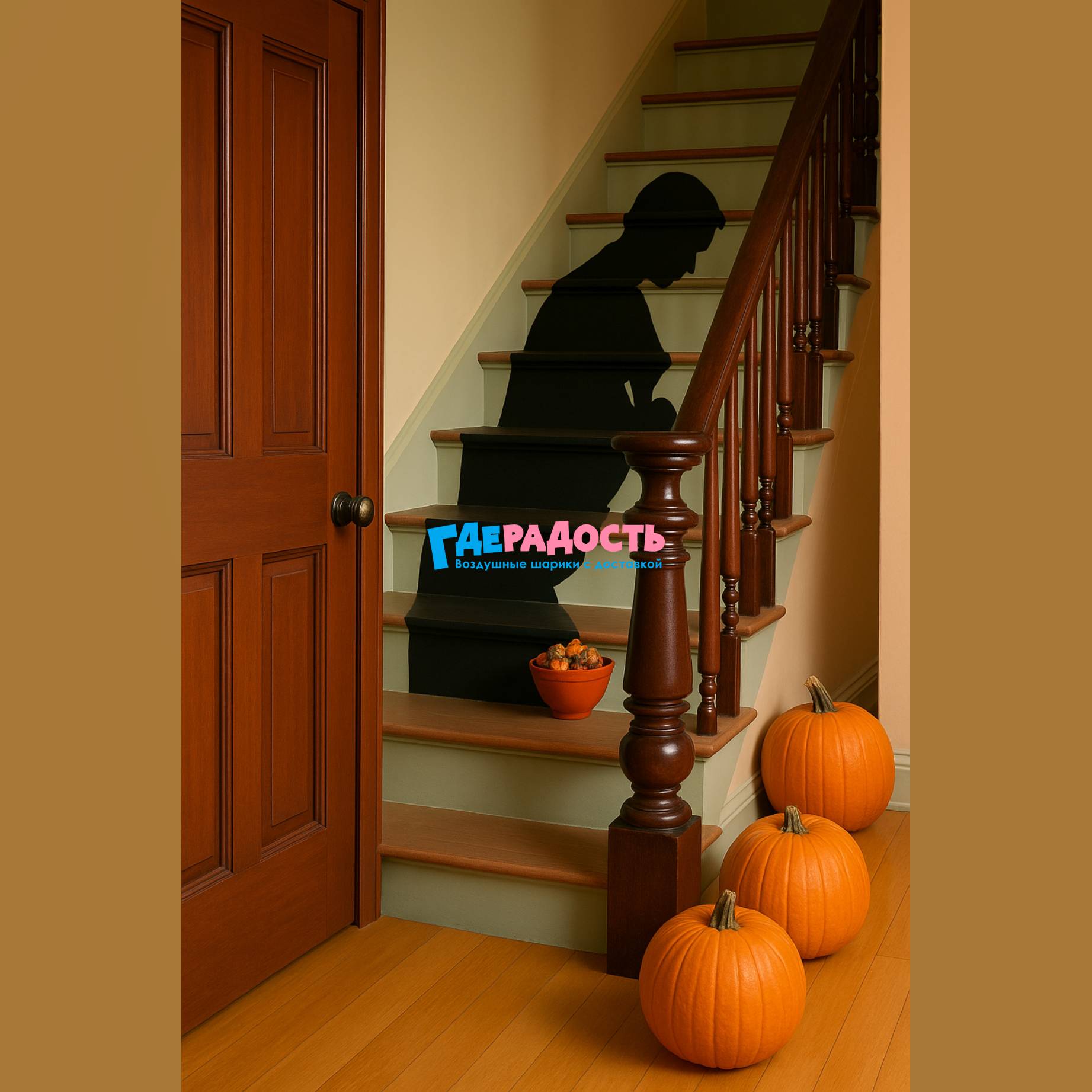 декор на лестнице хэллоуин