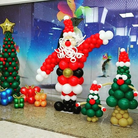 Воздушные шарики (44''/112 см) Фигура, Дед Мороз с подарками, 1 шт. для украшения праздника