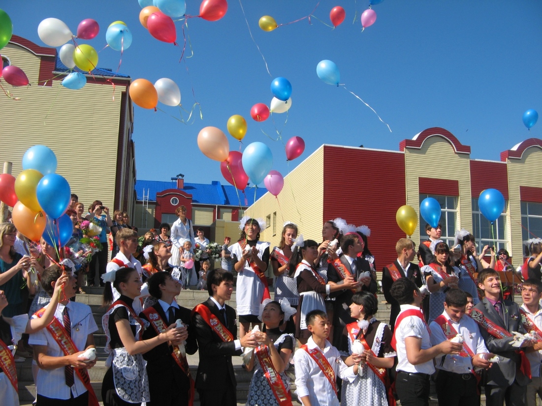 запуск воздушных шариков в небо школьниками